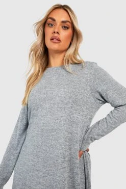 Plus Gestricktes Smokkleid 9 Plus Gestricktes Smokkleid -Plus Jane Stil Geschaft gzz40153 grey xl 3