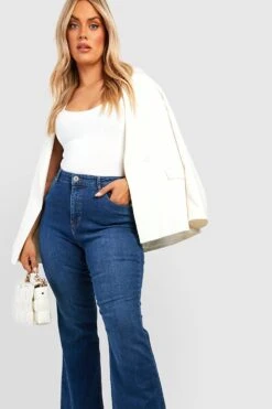 Plus Schlagjeans Mit Hohem Bund 8 Plus Schlagjeans Mit Hohem Bund -Plus Jane Stil Geschaft gzz40415 mid20blue xl 2