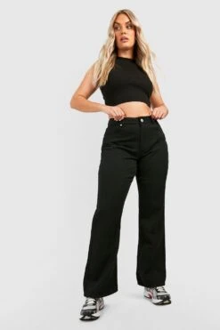 Plus Gerade Jeans Mit Hohem Bund -Plus Jane Stil Geschaft gzz40433 black xl 2