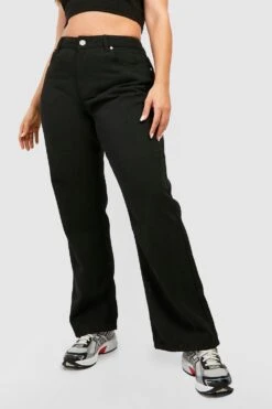 Plus Gerade Jeans Mit Hohem Bund -Plus Jane Stil Geschaft gzz40433 black xl 3
