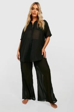 Plus Kurzärmliges Essential Strand-Hemd -Plus Jane Stil Geschaft gzz40440 black xl 2