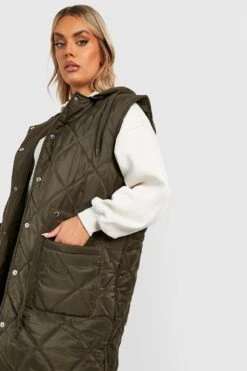 Plus Lange Steppweste Mit Gürtel 8 Plus Lange Steppweste Mit Gürtel -Plus Jane Stil Geschaft gzz41430 khaki xl 2