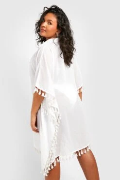 Plus Strand-Hemd Mit Quasten-Saum 7 Plus Strand-Hemd Mit Quasten-Saum -Plus Jane Stil Geschaft gzz41799 white xl 1