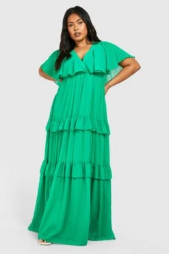 Plus Maxikleid Mit Weiten Ärmeln -Plus Jane Stil Geschaft gzz42548 bright20green xl 2