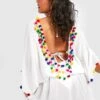 Plus Rundhals-Strandkleid Mit PomPoms -Plus Jane Stil Geschaft gzz42750 white xl