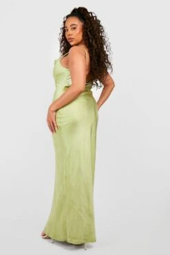 Plus Brautjungfern Satin-Maxikleid Mit Wasserfallausschnitt -Plus Jane Stil Geschaft gzz44149 sage xl 1