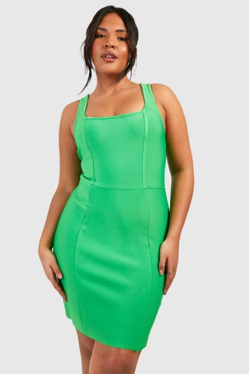 Plus Premium Minikleid Mit Bandagen -Plus Jane Stil Geschaft gzz44204 green xl