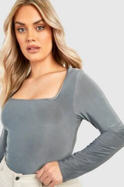 Plus Body Mit Geradem Ausschnitt -Plus Jane Stil Geschaft gzz45802 slate xl 3