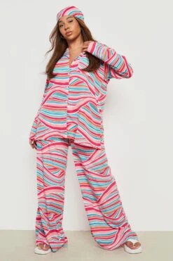 Plus Germusterter Zweiteiler & Tuch 9 Plus Germusterter Zweiteiler & Tuch -Plus Jane Stil Geschaft gzz46201 pink xl 3