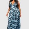 Plus Florales Maxikleid Mit Tiefem Ausschnitt 1 Plus Florales Maxikleid Mit Tiefem Ausschnitt -Plus Jane Stil Geschaft gzz46234 blue xl