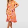 Plus Wickel-Midikleid Mit Tigerprint -Plus Jane Stil Geschaft gzz46245 orange xl