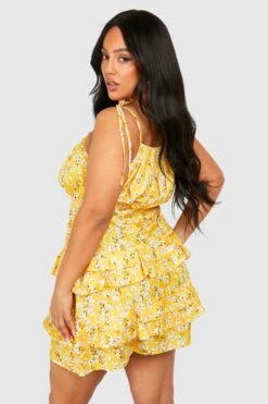 Plus Flroales Kleid -Plus Jane Stil Geschaft gzz46247 yellow xl 1