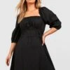 Plus Baumwoll-Midikleid Mit Rüschen -Plus Jane Stil Geschaft gzz46260 black xl