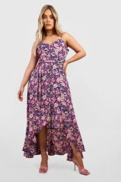 Plus Midikleid Mit Knopf-Detail Und Rüschensaum 8 Plus Midikleid Mit Knopf-Detail Und Rüschensaum -Plus Jane Stil Geschaft gzz46262 navy xl 2