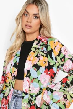 Plus Floraler Kimono Mit Gürtel -Plus Jane Stil Geschaft gzz46291 black xl 3