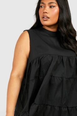 Plus ärmelloses Gestuftes Smokkleid -Plus Jane Stil Geschaft gzz46460 black xl 3