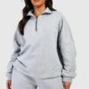 Plus Oversize Sweatshirt Mit Halbem Reißverschluss -Plus Jane Stil Geschaft gzz46503 ash20grey xl