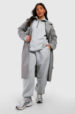Plus Oversize Sweatshirt Mit Halbem Reißverschluss -Plus Jane Stil Geschaft gzz46503 ash20grey xl 2