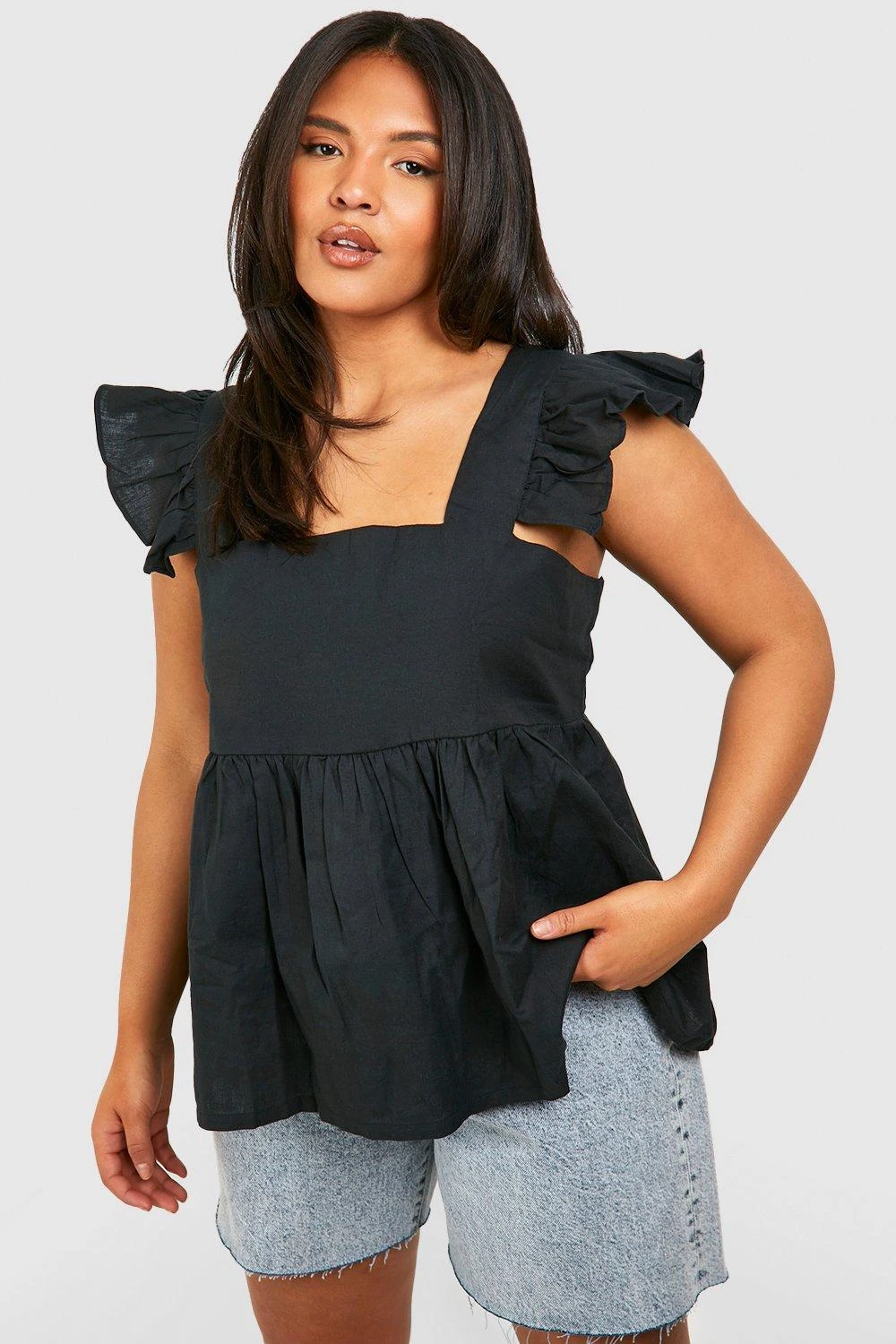 Plus Kitteloberteil Aus Leinen Mit Rüschen 3 Plus Kitteloberteil Aus Leinen Mit Rüschen