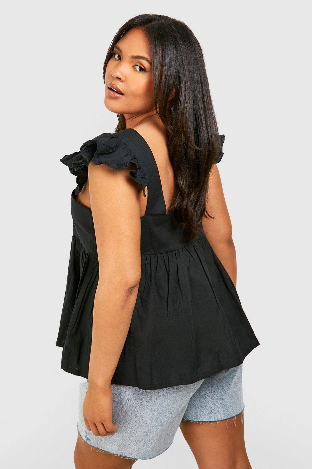 Plus Kitteloberteil Aus Leinen Mit Rüschen 4 Plus Kitteloberteil Aus Leinen Mit Rüschen – Bild 2