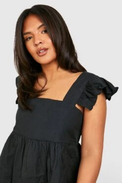 Plus Kitteloberteil Aus Leinen Mit Rüschen 9 Plus Kitteloberteil Aus Leinen Mit Rüschen -Plus Jane Stil Geschaft gzz46902 black xl 3