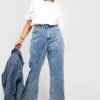 Plus Slim-Fit Jeans Mit Geradem Bein Und Acid-Waschung -Plus Jane Stil Geschaft gzz46948 acid20wash20light20blue xl