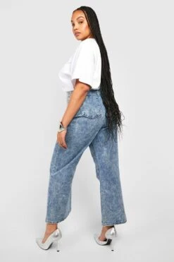 Plus Slim-Fit Jeans Mit Geradem Bein Und Acid-Waschung -Plus Jane Stil Geschaft gzz46948 acid20wash20light20blue xl 1