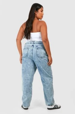 Plus Mom-Jeans Mit Acid-Waschung 7 Plus Mom-Jeans Mit Acid-Waschung -Plus Jane Stil Geschaft gzz46951 acid20wash20light20blue xl 1