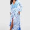 Plus Wickel-Maxikleid Mit Porzellanprint -Plus Jane Stil Geschaft gzz47064 blue xl