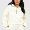 Plus Sweatshirt Mit Halbem Reißverschluss Und Naht-Detail -Plus Jane Stil Geschaft gzz47795 ecru xl