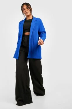 Plus Basic Jersey-Blazer Mit Knopf -Plus Jane Stil Geschaft gzz48797 cobalt xl 2
