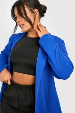 Plus Basic Jersey-Blazer Mit Knopf -Plus Jane Stil Geschaft gzz48797 cobalt xl 3