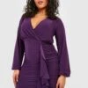 Plus Wickel Bodycon-Kleid Mit Rüschen -Plus Jane Stil Geschaft gzz49035 purple xl
