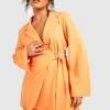 Plus Blazer Mit Gürtel Und D-Ring -Plus Jane Stil Geschaft gzz49597 orange xl