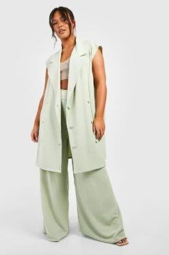 Plus ärmelloser Oversize Basic Jersey-Blazer