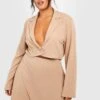 Plus Kurzer Basic Jersey-Blazer -Plus Jane Stil Geschaft gzz49605 camel xl