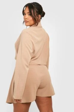 Plus Kurzer Basic Jersey-Blazer -Plus Jane Stil Geschaft gzz49605 camel xl 1
