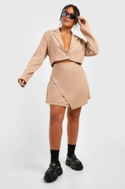 Plus Kurzer Basic Jersey-Blazer -Plus Jane Stil Geschaft gzz49605 camel xl 2