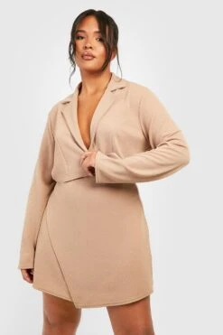 Plus Kurzer Basic Jersey-Blazer -Plus Jane Stil Geschaft gzz49605 camel xl 3