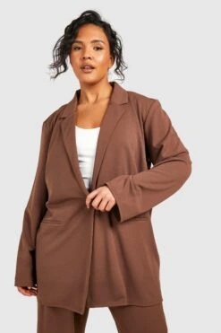 Plus Oversize Blazer Mit Knopf