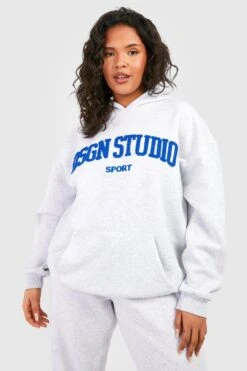 Plus Oversize Hoodie Mit Dsgn Studio Frottee-Applikation -Plus Jane Stil Geschaft gzz49934 ash20grey xl 2