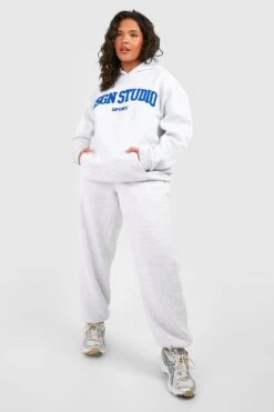 Plus Oversize Hoodie Mit Dsgn Studio Frottee-Applikation -Plus Jane Stil Geschaft gzz49934 ash20grey xl 3