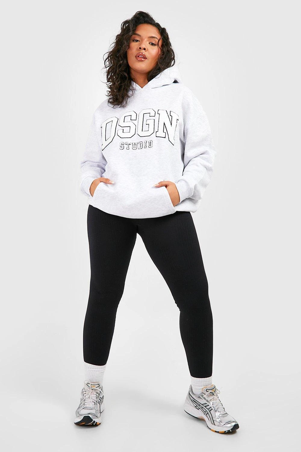 Plus Oversize Hoodie Mit Dsgn Slogan Frottee-Applikation 5 Plus Oversize Hoodie Mit Dsgn Slogan Frottee-Applikation – Bild 3