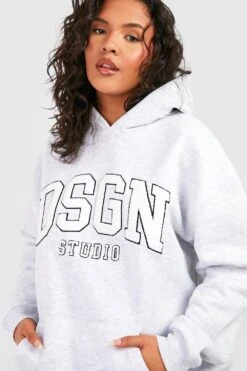 Plus Oversize Hoodie Mit Dsgn Slogan Frottee-Applikation 9 Plus Oversize Hoodie Mit Dsgn Slogan Frottee-Applikation -Plus Jane Stil Geschaft gzz49935 ash20grey xl 3