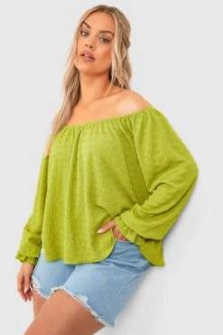 Plus Strukturiertes Bardot-Top