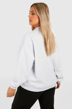 Plus Sweatshirt Mit Applikation Und Reißverschluss -Plus Jane Stil Geschaft gzz50902 ash20grey xl 1