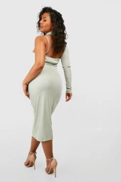 Plus Einärmliges Geripptes Midikleid -Plus Jane Stil Geschaft gzz50952 sage xl 1