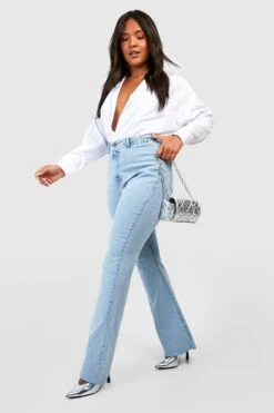 Plus Schlagjeans Mit Rohem Saum -Plus Jane Stil Geschaft gzz50953 light20blue xl 2