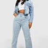 Plus Gerade Jeans Mit Acid-Waschung Und Geteiltem Saum 1 Plus Gerade Jeans Mit Acid-Waschung Und Geteiltem Saum -Plus Jane Stil Geschaft gzz50956 acid20wash20light20blue xl