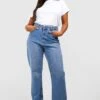 Plus Lockere Mittelblaue Jeans Mit Geradem Bein -Plus Jane Stil Geschaft gzz50958 mid20wash xl